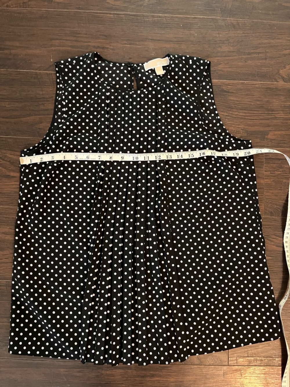 Michael Kors Black and White Polka Dot Pleated Sleeveless Camisole - Picture 5 of 6